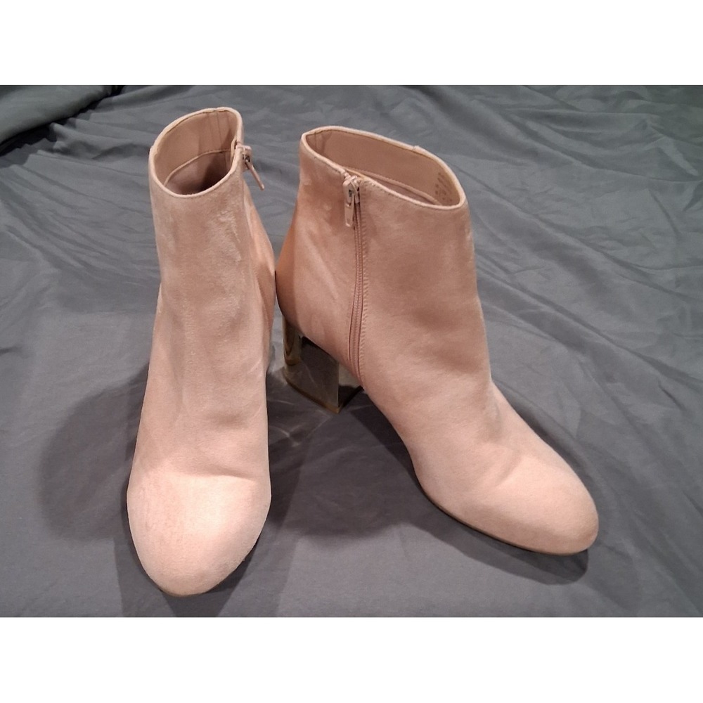 Aldo Womens Blush Pink Faux Suede Metallic Gold Block‎ Heel Ankle Boots Size 10